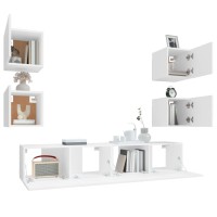 vidaXL 6 Piece TV Stand Set White Engineered Wood