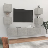 vidaXL 6 Piece TV Stand Set Concrete Gray Engineered Wood