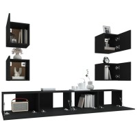 vidaXL 6 Piece TV Stand Set Black Engineered Wood