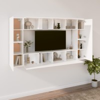 vidaXL 8 Piece TV Stand Set White Engineered Wood