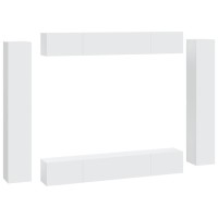 vidaXL 8 Piece TV Stand Set White Engineered Wood