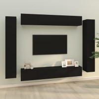 vidaXL 8 Piece TV Stand Set Black Engineered Wood