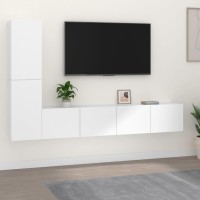 vidaXL 4 Piece TV Stand Set White Engineered Wood