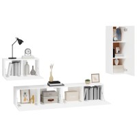 vidaXL 4 Piece TV Stand Set White Engineered Wood