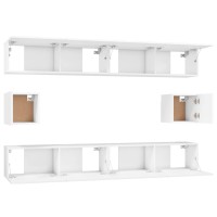 vidaXL 6 Piece TV Stand Set White Engineered Wood