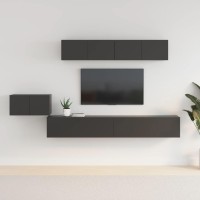 vidaXL 5 Piece TV Stand Set Black Engineered Wood