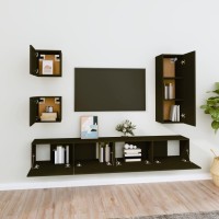 vidaXL 5 Piece TV Stand Set Black Engineered Wood