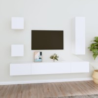 vidaXL 5 Piece TV Stand Set White Engineered Wood