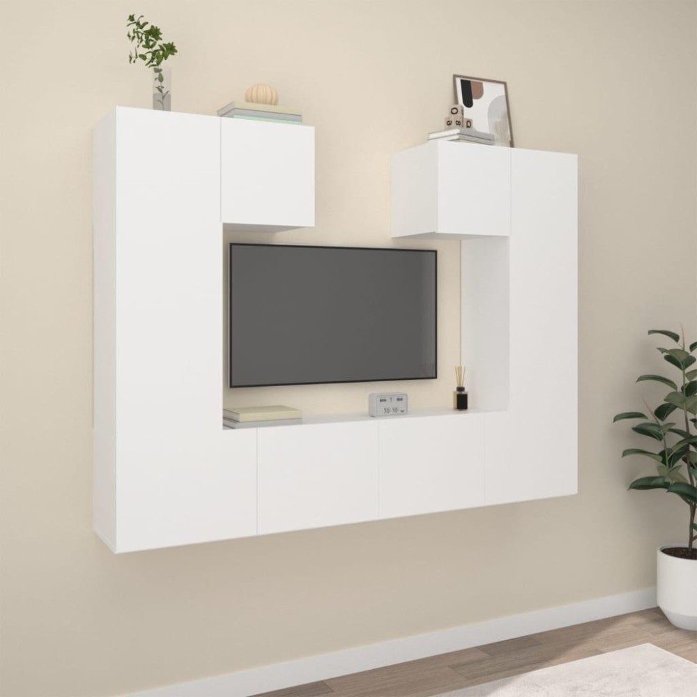 vidaXL 6 Piece TV Stand Set White Engineered Wood