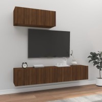 vidaXL 3 Piece TV Stand Set Brown Oak Engineered Wood