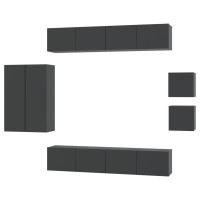 vidaXL 8 Piece TV Stand Set Black Engineered Wood