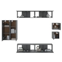 vidaXL 8 Piece TV Stand Set Black Engineered Wood