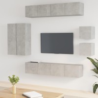 vidaXL 8 Piece TV Stand Set Concrete Gray Engineered Wood