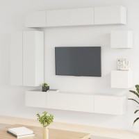 vidaXL 8 Piece TV Stand Set White Engineered Wood