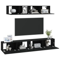 vidaXL 4 Piece TV Stand Set Black Engineered Wood