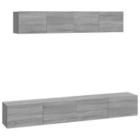 vidaXL 4 Piece TV Stand Set Gray Sonoma Engineered Wood