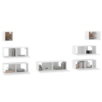 vidaXL 7 Piece TV Stand Set White Engineered Wood