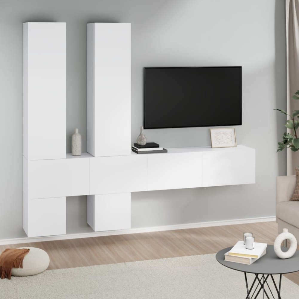 vidaXL Wall-mounted TV Stand White Engineered Wood