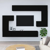 vidaXL Wall-mounted TV Stand Black Engineered Wood