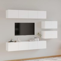 vidaXL 6 Piece TV Stand Set White Engineered Wood