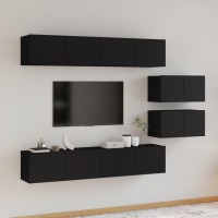 vidaXL 6 Piece TV Stand Set Black Engineered Wood