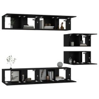 vidaXL 6 Piece TV Stand Set Black Engineered Wood