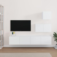 vidaXL 4 Piece TV Stand Set White Engineered Wood