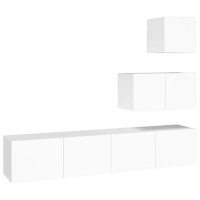 vidaXL 4 Piece TV Stand Set White Engineered Wood