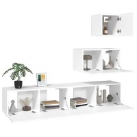 vidaXL 4 Piece TV Stand Set White Engineered Wood