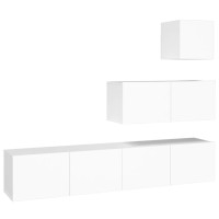 vidaXL 4 Piece TV Stand Set White Engineered Wood