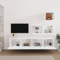 vidaXL 4 Piece TV Stand Set White Engineered Wood