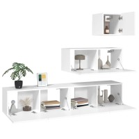 vidaXL 4 Piece TV Stand Set White Engineered Wood