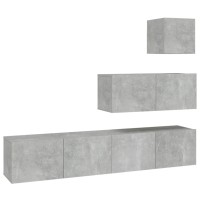 vidaXL 4 Piece TV Stand Set Concrete Gray Engineered Wood