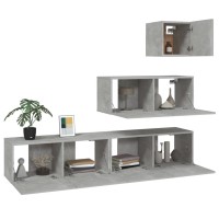 vidaXL 4 Piece TV Stand Set Concrete Gray Engineered Wood