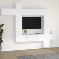 vidaXL 9 Piece TV Stand Set White Engineered Wood