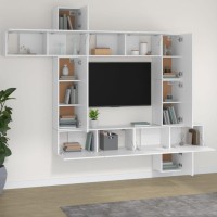 vidaXL 9 Piece TV Stand Set White Engineered Wood