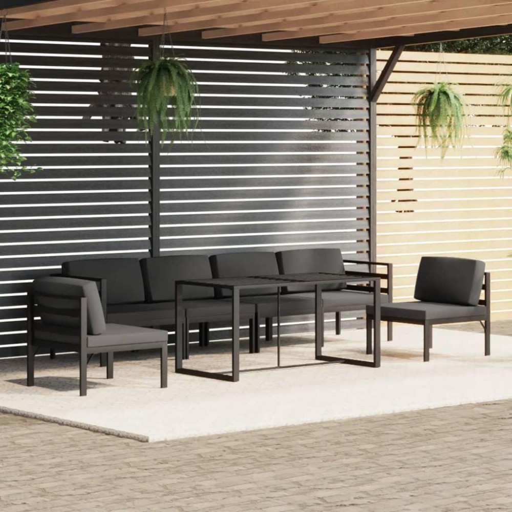 vidaXL 7 Piece Patio Lounge Set with Cushions Aluminum Anthracite