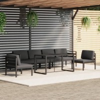 vidaXL 7 Piece Patio Lounge Set with Cushions Aluminum Anthracite