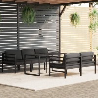 vidaXL 6 Piece Patio Lounge Set with Cushions Aluminum Anthracite