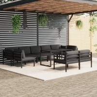 vidaXL 10 Piece Patio Lounge Set with Cushions Aluminum Anthracite