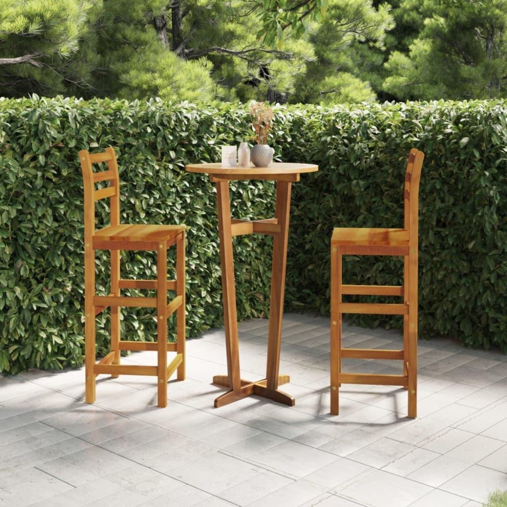 vidaXL 3 Piece Patio Bar Set Solid Wood Acacia