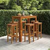 vidaXL 7 Piece Patio Bar Set Solid Wood Acacia