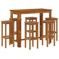 vidaXL 7 Piece Patio Bar Set Solid Wood Acacia