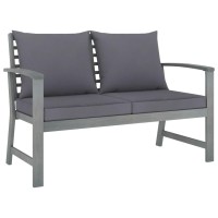 Vidaxl Patio Bench 47.2 With Dark Gray Cushion Solid Acacia Wood