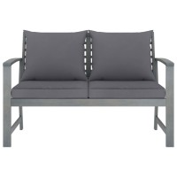 Vidaxl Patio Bench 47.2 With Dark Gray Cushion Solid Acacia Wood