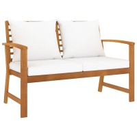 Vidaxl Patio Bench 47.2 With Cream Cushion Solid Acacia Wood