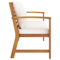 Vidaxl Patio Bench 47.2 With Cream Cushion Solid Acacia Wood