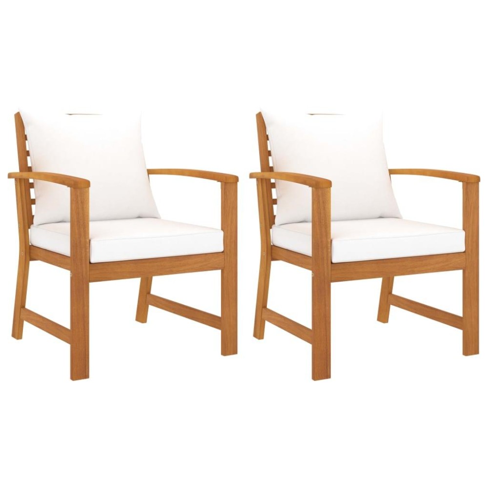 vidaXL Patio Chairs 2 pcs with Cream Cushion Solid Acacia Wood