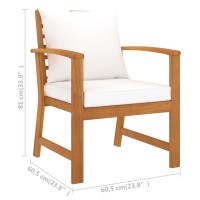 vidaXL Patio Chairs 2 pcs with Cream Cushion Solid Acacia Wood