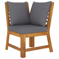 Vidaxl 3 Piece Patio Lounge Set With Dark Gray Cushion Solid Acacia Wood